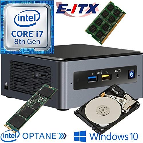  Intel NUC8I7BEH 8th Gen Core i7 System, 4GB DDR4, 32GB Intel Optane Memory, 2TB HDD, Win 10 Pro Installed & Configured by E-ITX