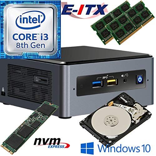  Intel NUC8I3BEH 8th Gen Core i3 System, 32GB Dual Channel DDR4, 480GB M.2 PCIe NVMe SSD, 1TB HDD, Win 10 Pro Installed & Configured E-ITX