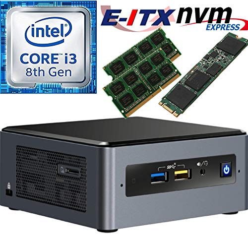  Intel NUC8I3BEH 8th Gen Core i3 System, 16GB Dual Channel DDR4, 480GB M.2 PCIe NVMe SSD, NO OS, Pre-Assembled and Tested by E-ITX