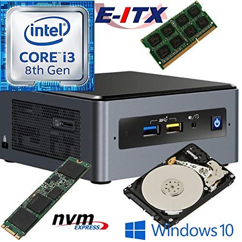  Intel NUC8I3BEH 8th Gen Core i3 System, 4GB DDR4, 120GB M.2 PCIe NVMe SSD, 1TB HDD, Win 10 Pro Installed & Configured E-ITX