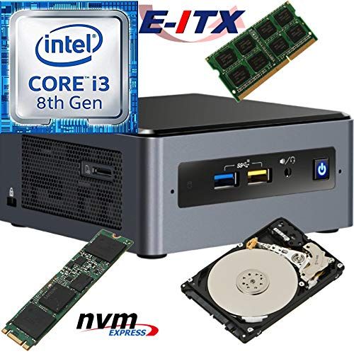  Intel NUC8I3BEH 8th Gen Core i3 System, 4GB DDR4, 480GB M.2 PCIe NVMe SSD, 1TB HDD, NO OS, Pre-Assembled and Tested by E-ITX