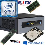 Intel NUC8I3BEH 8th Gen Core i3 System, 4GB DDR4, 480GB M.2 PCIe NVMe SSD, 2TB HDD, Win 10 Pro Installed & Configured by E-ITX