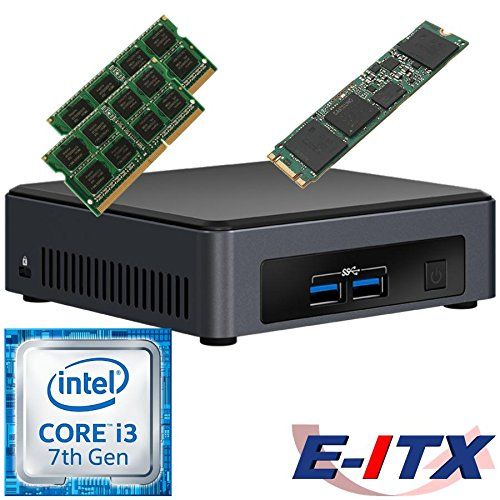  Intel NUC7I3DNKE 7th Gen Core i3 System (BOXNUC7I3DNKE), 16GB Dual Channel DDR4, 240GB M.2 PCIe NVMe SSD, NO OS, Pre-Assembled and Tested by E-ITX