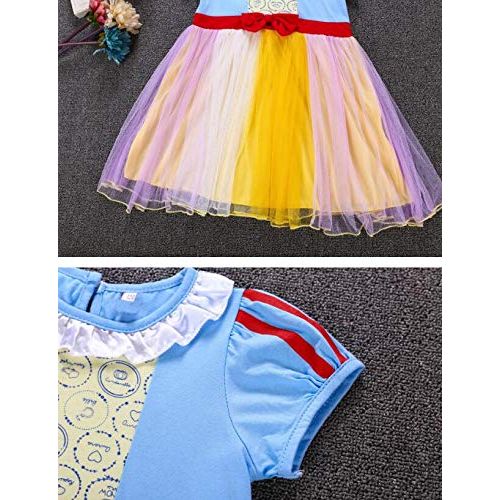  E-super Snow Queen Elsa Princess Girls Short/Long Sleeve Tutu Dress Costume with/No Cape