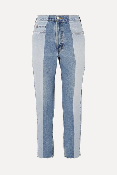 E.L.V. Denim The Twin two-tone high-rise straight-leg jeans
