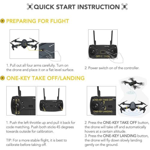  [아마존 핫딜] [아마존핫딜]Quadcopter Drone with Camera Live Video, EACHINE E58 WiFi FPV Quadcopter with 120° FOV 720P HD Camera Foldable Drone RTF -25 mins Flight time, Altitude Hold, One Key Take Off/Landi