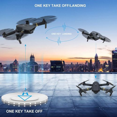  [아마존 핫딜] [아마존핫딜]Quadcopter Drone with Camera Live Video, EACHINE E58 WiFi FPV Quadcopter with 120° FOV 720P HD Camera Foldable Drone RTF -25 mins Flight time, Altitude Hold, One Key Take Off/Landi