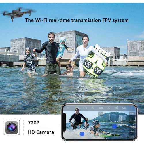  [아마존 핫딜] [아마존핫딜]Quadcopter Drone with Camera Live Video, EACHINE E58 WiFi FPV Quadcopter with 120° FOV 720P HD Camera Foldable Drone RTF -25 mins Flight time, Altitude Hold, One Key Take Off/Landi