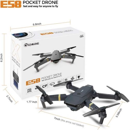  [아마존 핫딜] Quadcopter Drone With Camera Live Video, EACHINE E58 WiFi FPV Quadcopter with 120° Wide-Angle 720P HD Camera Foldable Drone RTF - Altitude Hold, One Key Take Off/Landing, 3D Flip,