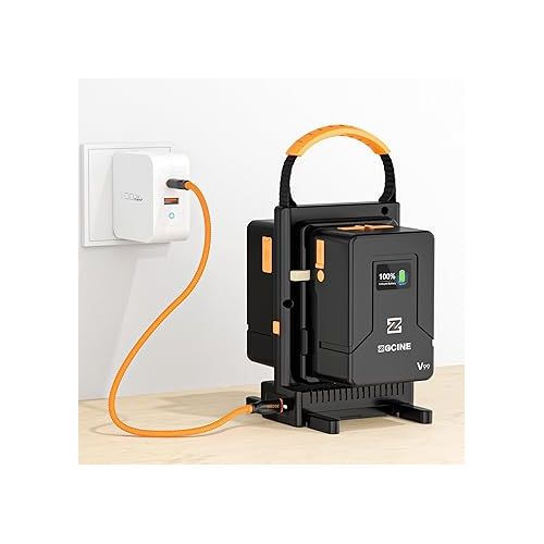  ZGCINE VM-C2 Dual Charger Kit for V-Mount V Lock Battery, with USB-C PD100W Power Supply, Also Compatible with Smallrig Neewer Fxlion Core All V-Mount Battery Charging