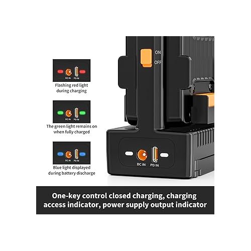  ZGCINE VM-C2 Dual Charger Kit for V-Mount V Lock Battery, with USB-C PD100W Power Supply, Also Compatible with Smallrig Neewer Fxlion Core All V-Mount Battery Charging