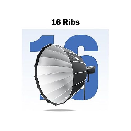 Triopo 35.4inch/90cm Parabolic Softbox Bowens Mount Soft Boxes with Honeycomb Grid, Quick Set up Quick Folding, Compatible with Aputure 120d Light Dome Godox SL60w NEEWER RGB CB60 Bowens Mount Lights