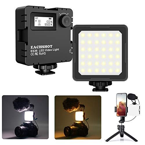  Mini LED Camera Video Light, Dimmable 2800K-8500K LCD Display Portable Video Lighting for GoPro iPhone Vlogging YouTube Video Filmmaking - EACHSHOT ES36