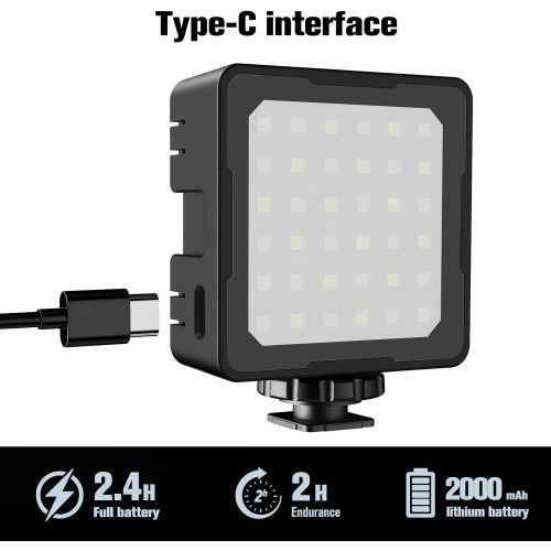  Mini LED Camera Video Light, Dimmable 2800K-8500K LCD Display Portable Video Lighting for GoPro iPhone Vlogging YouTube Video Filmmaking - EACHSHOT ES36