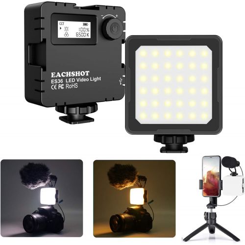  Mini LED Camera Video Light, Dimmable 2800K-8500K LCD Display Portable Video Lighting for GoPro iPhone Vlogging YouTube Video Filmmaking - EACHSHOT ES36