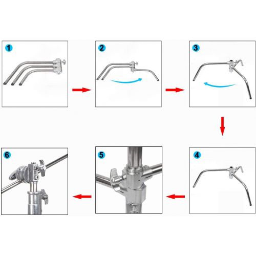  [아마존베스트]EACHSHOT C Stand Heavy Duty 100% Metal Max 10.8ft/330cm with 4.2ft/128cm Holding Arm Adjustable Light Stand cStand w/Boom Arm 2 Pcs Grip Head for Photography Photo Studio Video Ref