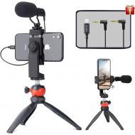 [아마존베스트]EACHSHOT Smartphone Video Rig with Microphone, Tripod, and for iPhone Dongle Compatible with iPhone 12 Mini Pro Max, 11, 11 Pro, XS, XR, X, 8, 7, 6S, 6, 5S, 5 Android - for Vloggin