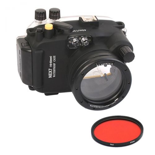  EACHSHOT Meikon 40M Waterproof Underwater Camera Housing Case Bag Sony NEX-6 16-50mm Lens Camera 67mm Red Filter