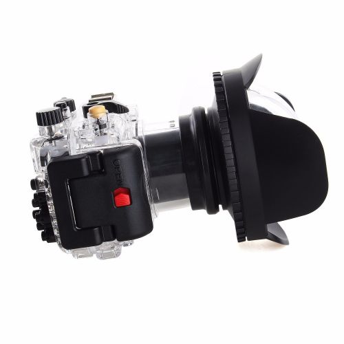  EACHSHOT 40m130f Waterproof Underwater Housing Case For Sony DSC-RX100IIIRX100 IIIRX100M3RX100 mark3 + 67mm Red Filter + 67mm Fisheye Lens - Round