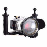 EACHSHOT 40m130f Waterproof Underwater Camera Housing Diving Case for SONY DSC-RX100 iiRX100M2RX100 Mark2 + Red Filter 67mm + 67mm Fisheye Lens + Two Hands Aluminium Tray