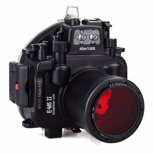  EACHSHOT 40M130ft Waterproof Underwater Camera Housing Diving Case for Olympus E-M5 II Can Be used with 12-50mm Lens + 67mm Red Filter