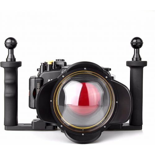  EACHSHOT 40m130ft Waterproof Underwater Camera Housing Case for A6300 Can Be Used With 16-50mm Lens + Two Hands Aluminium Tray + 67mm Red Filter + 67mm Round Fisheye