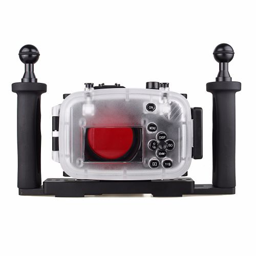  EACHSHOT 40m 130ft Waterproof Underwater Camera Housing Case Bag for Sony A5100 16-50mm Lens Camera + Two Hands Aluminium Tray + 67mm Red Filter
