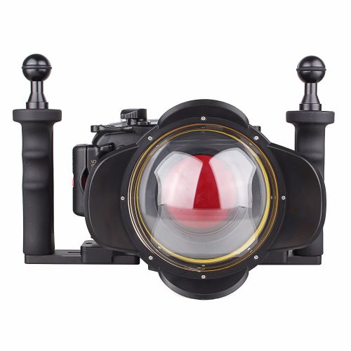 EACHSHOT 40m 130ft Waterproof Underwater Camera Housing Case Bag for Sony A5100 16-50mm Lens Camera + Two Hands Aluminium Tray + 67mm Fisheye Lens + 67mm Red Filter