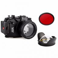 EACHSHOT 40m 130ft Waterproof Underwater Camera Housing Case Bag for Sony A5100 16-50mm Lens Camera + 67mm Fisheye Lens + 67mm Red Filter