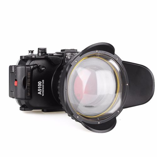  EACHSHOT 40m 130ft Waterproof Underwater Camera Housing Case Bag for Sony A5100 16-50mm Lens Camera + 67mm Fisheye Lens + 67mm Red Filter