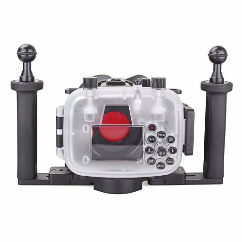  EACHSHOT 40m130ft Underwater Diving Camera Housing for Canon G5X + 67mm Fisheye Lens + Two Hands Aluminium Tray + 67mm Red Filter