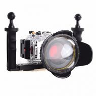 EACHSHOT 40m/130f Waterproof Underwater Housing Case For Sony DSC-RX100III/RX100 III/RX100M3/RX100 mark3 + 67mm Red Filter + 67mm Fisheye Lens +  Two Hands Aluminium Tray