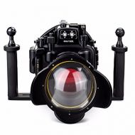 EACHSHOT 40M/130ft Waterproof Underwater Camera Housing Diving Case for Olympus E-M5 II Can Be used with 12-50mm Lens + EACHSHOT 67mm Fisheye Lens + Red Filter + Two Hands Aluminiu