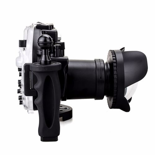  EACHSHOT 40M130ft Waterproof Underwater Camera Housing Diving Case for Olympus E-M5 II Can Be used with 12-50mm Lens + EACHSHOT 67mm Fisheye Lens + Red Filter + Two Hands Aluminiu