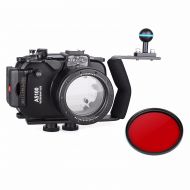 EACHSHOT 40m 130ft Waterproof Underwater Camera Housing Case Bag for Sony A5100 16-50mm Lens Camera + Aluminium Diving handle + 67mm Red Filter