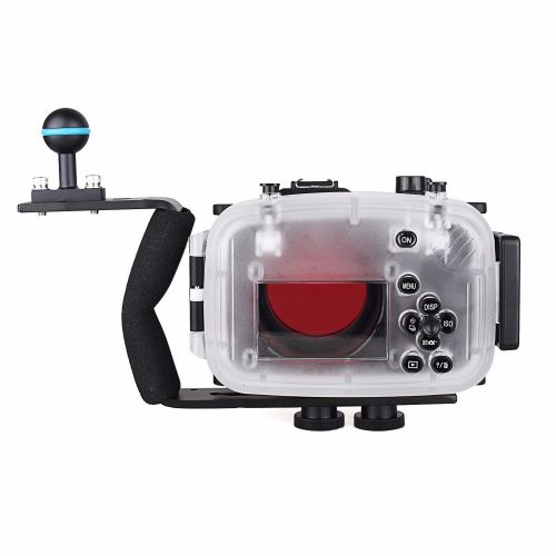  EACHSHOT 40m 130ft Waterproof Underwater Camera Housing Case Bag for Sony A5100 16-50mm Lens Camera + Aluminium Diving handle + 67mm Red Filter