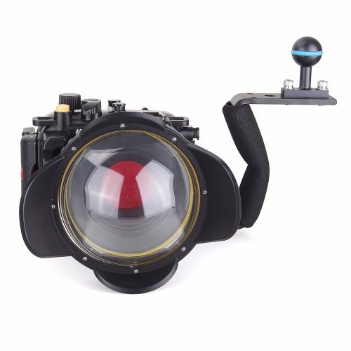  EACHSHOT 40m130ft Underwater Diving Camera Housing for Canon G9X + 67mm Fisheye Lens + Aluminium Diving Handle + 67mm Red Filter