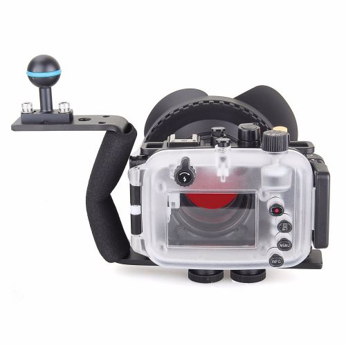  EACHSHOT 40m130ft Underwater Diving Camera Housing for Canon G9X + 67mm Fisheye Lens + Aluminium Diving Handle + 67mm Red Filter