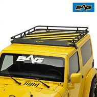 EAG 2/4 Door Roof Rack Cargo Basket with Wind Deflector 2 PCS Fits for 07-18 Wrangler JK