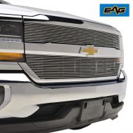 EAG Polished Aluminum Billet Grille Upper Horizontal Overlay 2PCS for 16-18 Chevy Silverado 1500