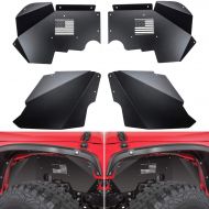 EAG Yoursme Front Inner Fender Liners Flares for 2007-2018 Jeep Wrangler JK 4WD & 2WD US Flag Logo Black Lightweight Aluminum