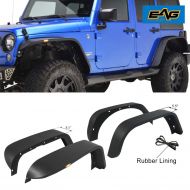 EAG Fit for 07-18 Jeep Wrangler JK Fender Flares Front and Rear with LED Turn Signal Lights Steel