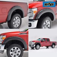 EAG Front and Rear Fender Flares 4pcs Textured Black Pocket Rivet Style Fit for 11-16 Ford Super Duty F250/F350