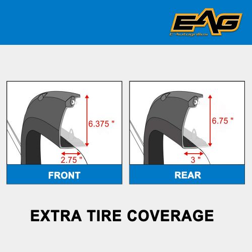  EAG Front and Rear Fender Flares 4pcs Textured Black Pocket Rivet Style Fit for 11-16 Ford Super Duty F250/F350