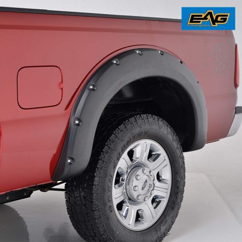  EAG Front and Rear Fender Flares 4pcs Textured Black Pocket Rivet Style Fit for 11-16 Ford Super Duty F250/F350