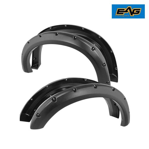  EAG Front and Rear Fender Flares 4pcs Textured Black Pocket Rivet Style Fit for 11-16 Ford Super Duty F250/F350