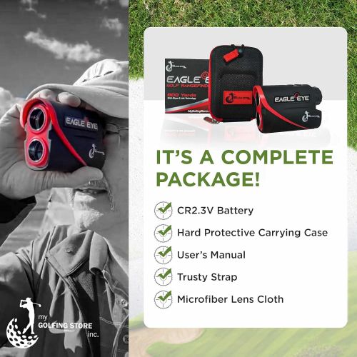  My Golfing Store Gen 3 Eagle Eye Laser Golf Rangefinder with Slope and Jolt Technology - 800 Yards Distance - Fast Focus System With Scan, Pin, and Speed Modes - 6X Magnification a