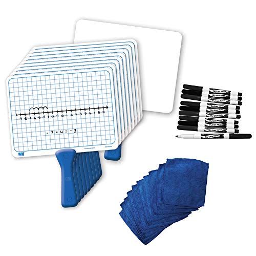  EAI Education Centimeter Dry-Erase Paddle Class Kit: 9x7, Double-Sided w/CleanWipes, Set of 5