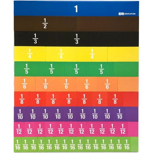  EAI Education Jumbo Magnetic QuietShape Foam Double-Sided Fraction Tiles - Set of 67