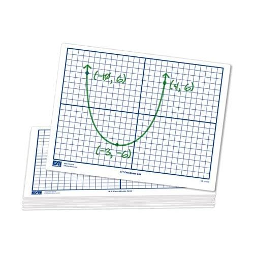  EAI Education X-Y Coordinate Grid Dry-Erase Boards: 9x12 Flexible Double-Sided Set of 30